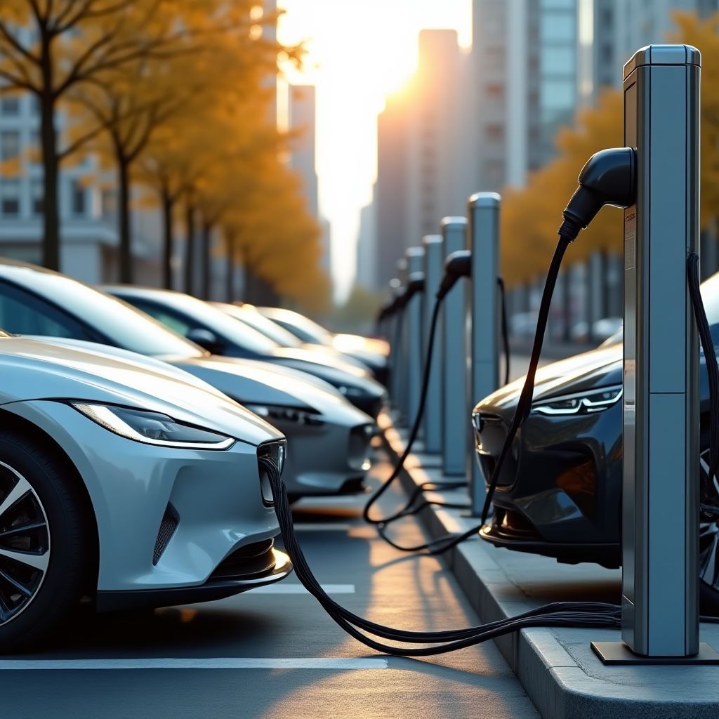 Vehículos eléctricos cargando